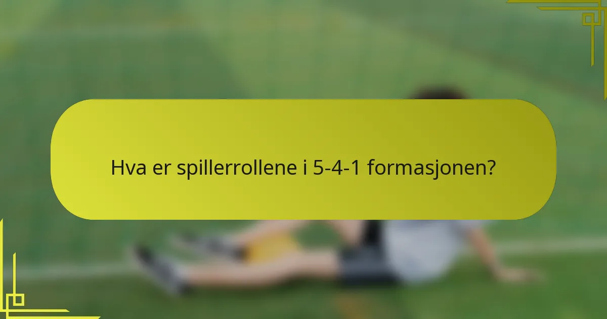 Hva er spillerrollene i 5-4-1 formasjonen?